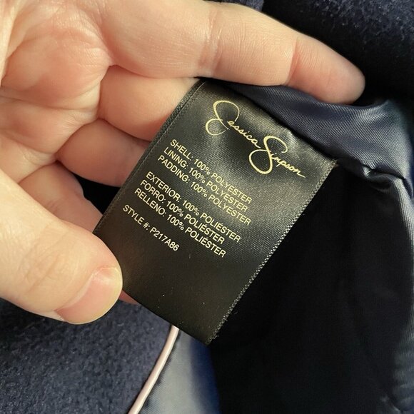 Jessica Simpson CHILDRENS Sz 12 Navy Blue Double Breasted Lined Peacoat - Picture 6 of 9